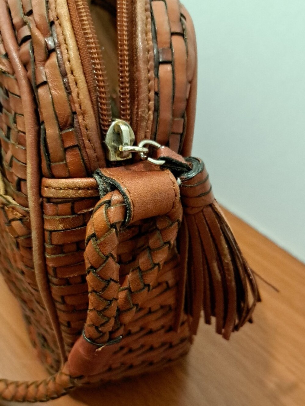 Talbots Woven Brown Leather Crossbody Bag - Women - Picture 12 of 16